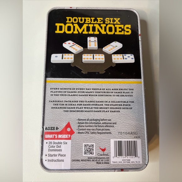 Cardinal Collectors Double Six Dominoes 28 Bright Colored Dot Dominoes Sealed - Picture 4 of 6